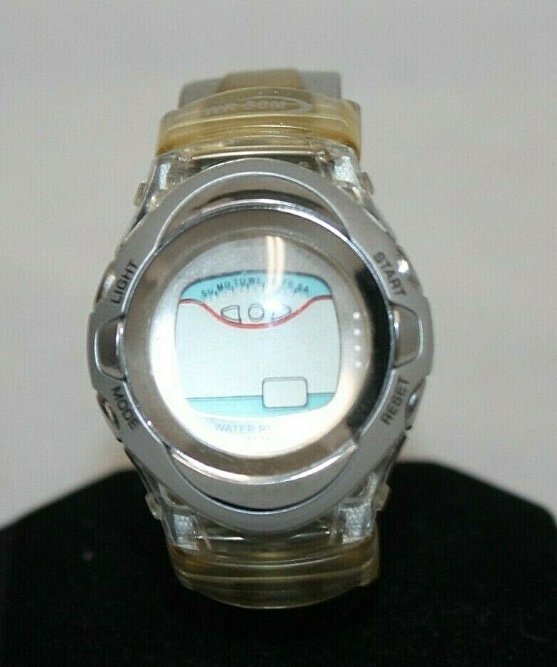 TGHK AW91-240 SILVER & CLEAR COLORED RUBBER BRACELET WATCH ATHLETIC WATER RESIST