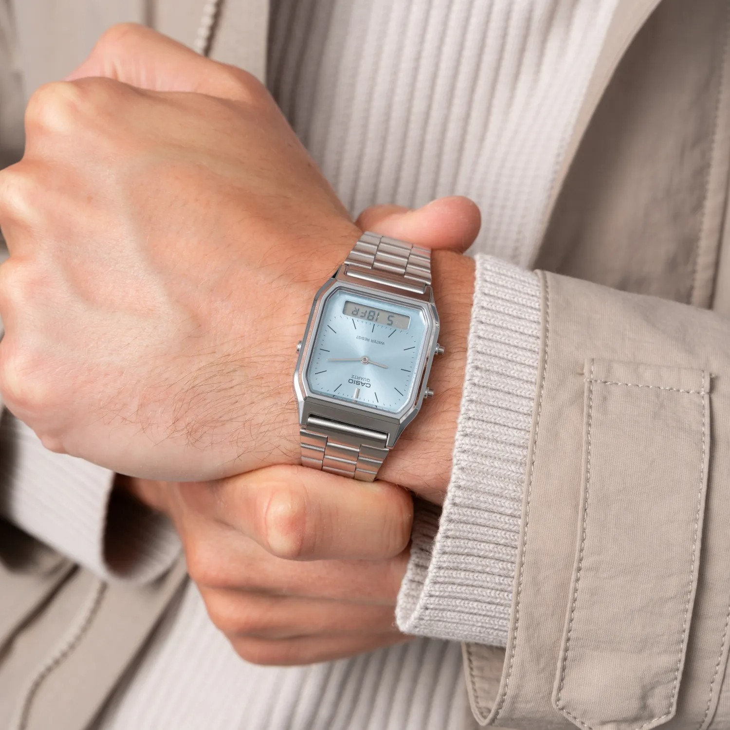 CASIO AQ-230A-2A1MQY QUARTZ ICE BLUE DIAL STEEL UNISEX WATCH