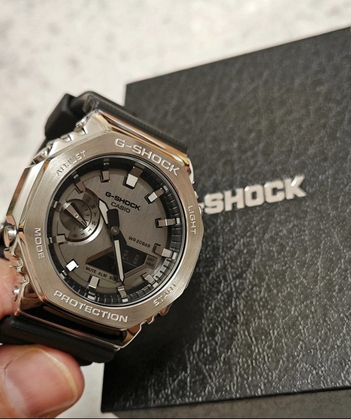 G-Shock GA2100 Silver Case Black Dial Sports Wrist Watch With Box
