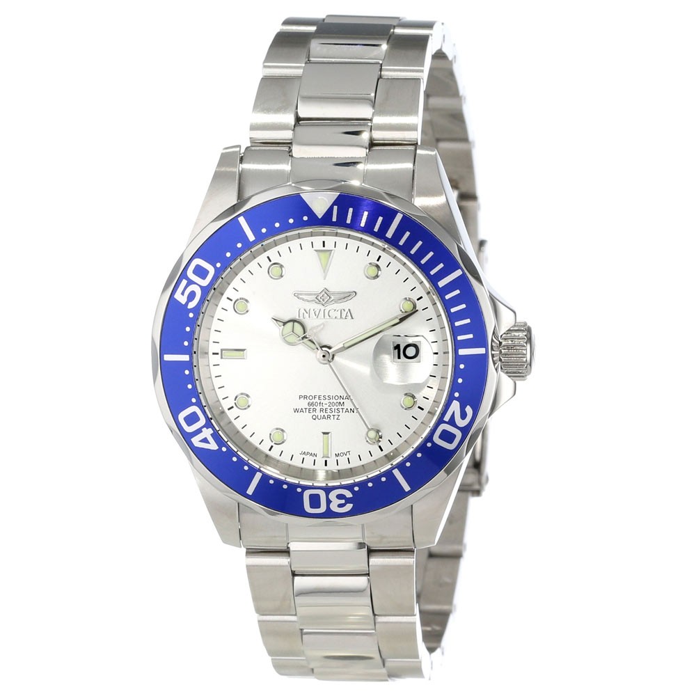 Invicta Men’s Watch Pro Diver Dive Quartz Silver Tone Dial Steel Bracelet 14123