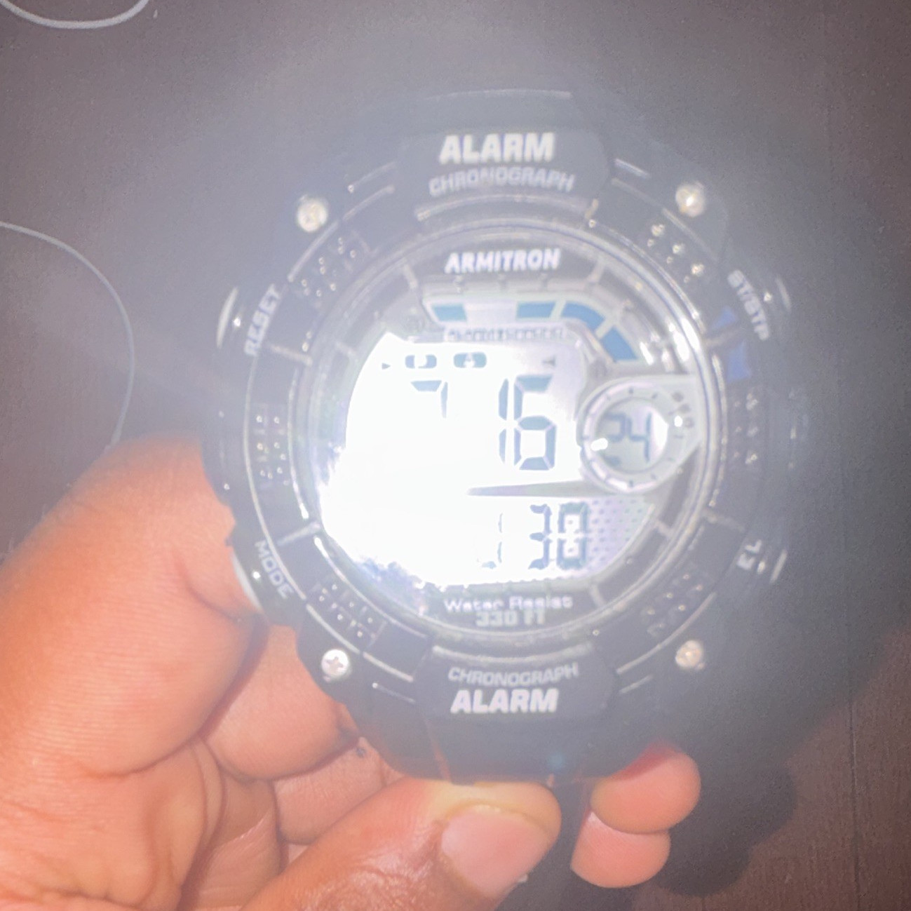 Armitron Sport Digital Quartz Alarm Chronograph Black Resin Strap 100m