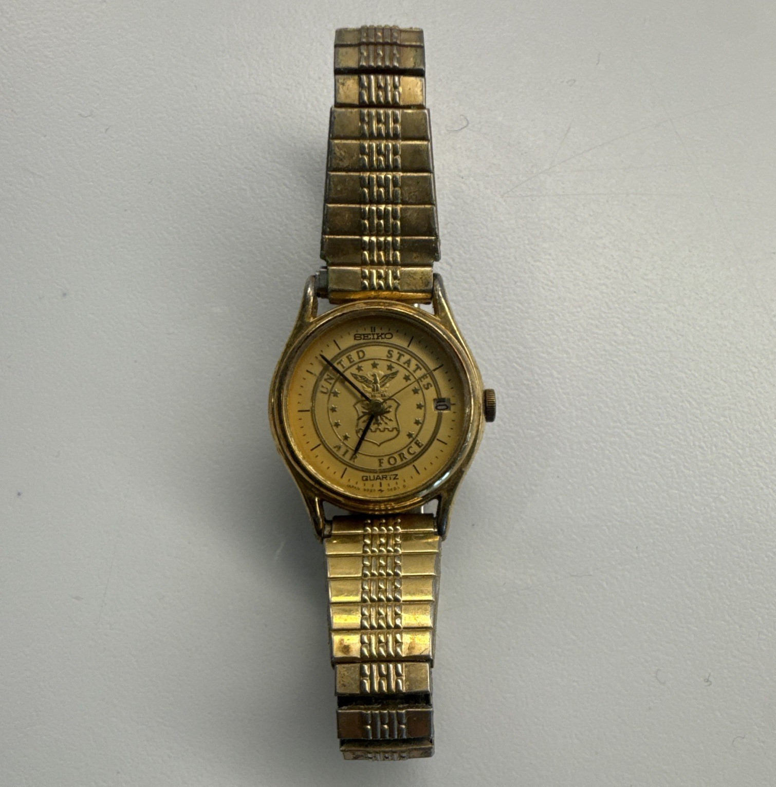 Seiko United States Air Force Military Quartz Date Gold-Tone Bracelet Watch