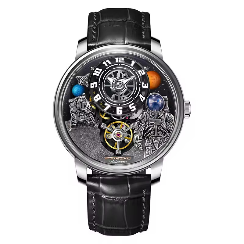 🔥PINDU Men’s Automatic Watch 45.5mm Steel Sapphire 30M PD6630 Silver Black