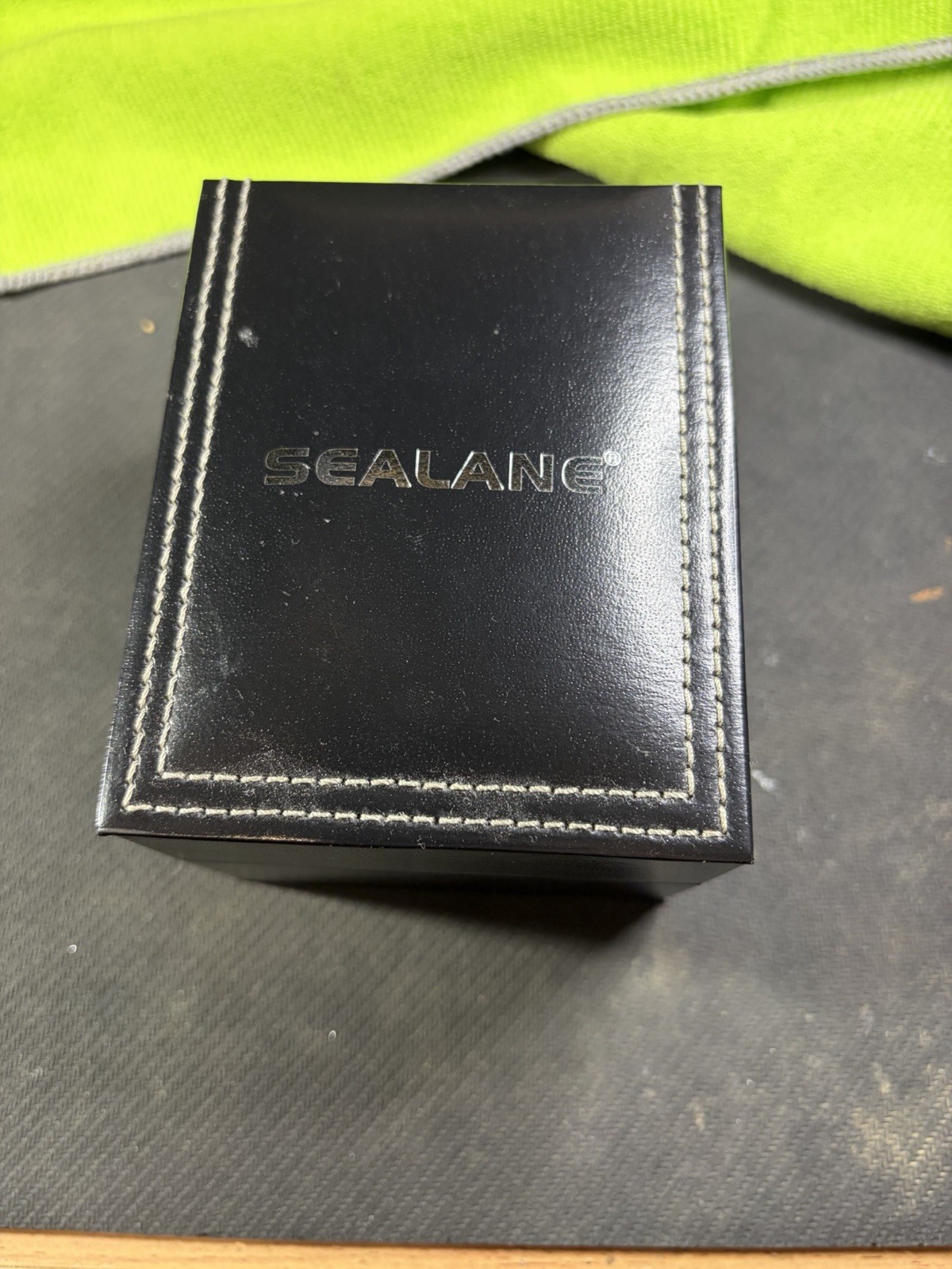SEALANE 10BAR Quartz Chronograph 10 BAR Black Dial Black Leather Strap Watch