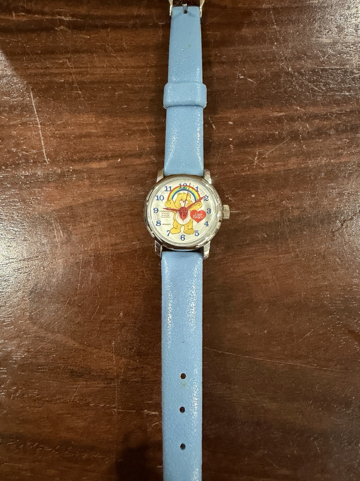 Bradley Care Bears Cheer Bear Vintage Quartz Analog Watch Blue Plastic Band