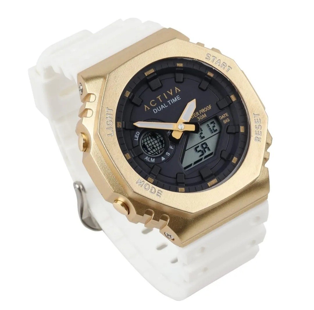 Activa Recon X Invicta Digital Unisex Watch – 45.5mm, White/Gold ACW423-009 New