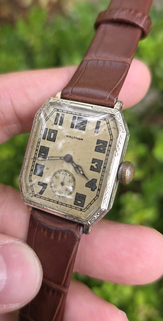Vintage Antique 1927 Waltham Sapphire 14K WGF 15 Jewels Men’s Art Deco Watch