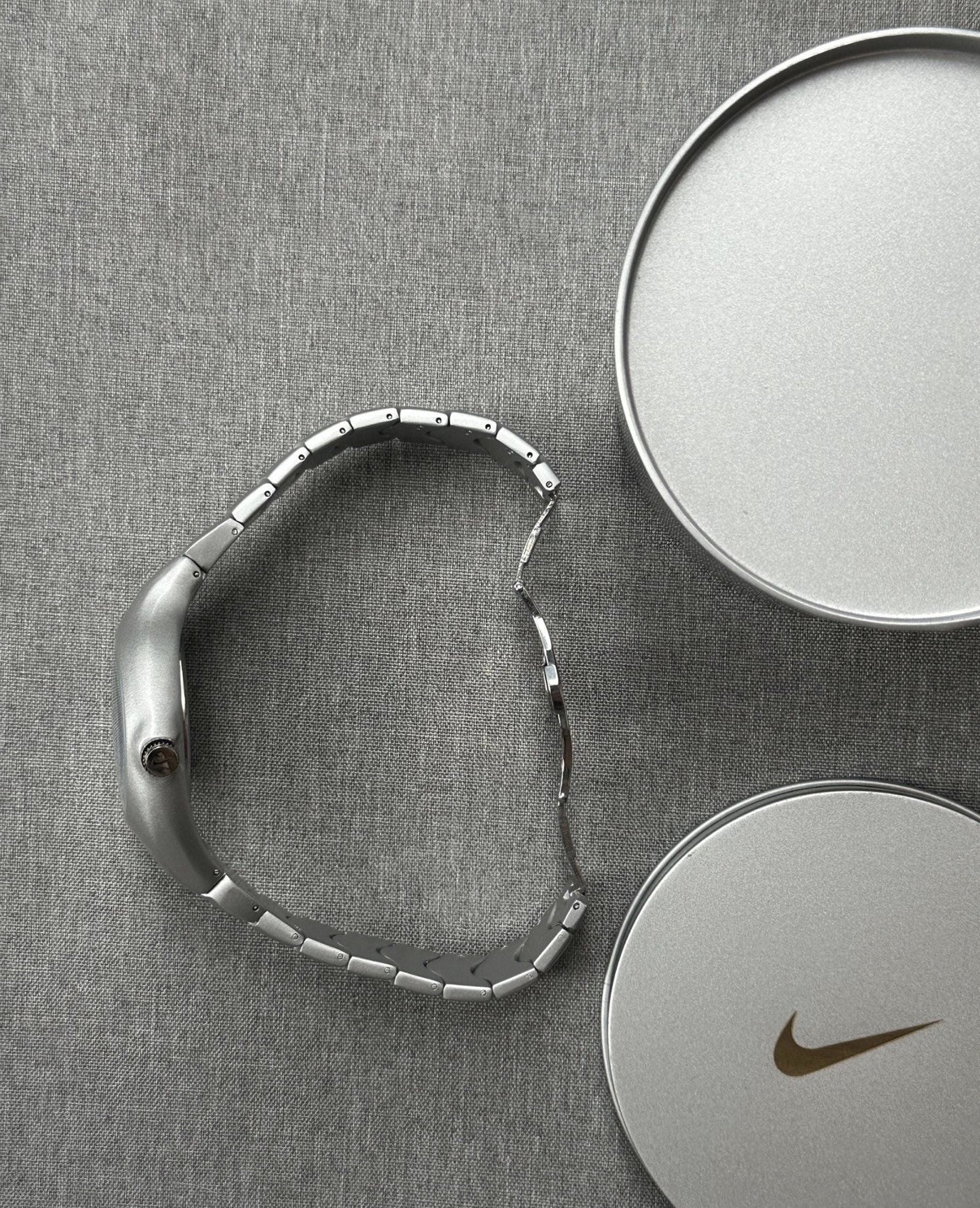 Nike Triax Chronograph Watch Matte Silver with blue dial