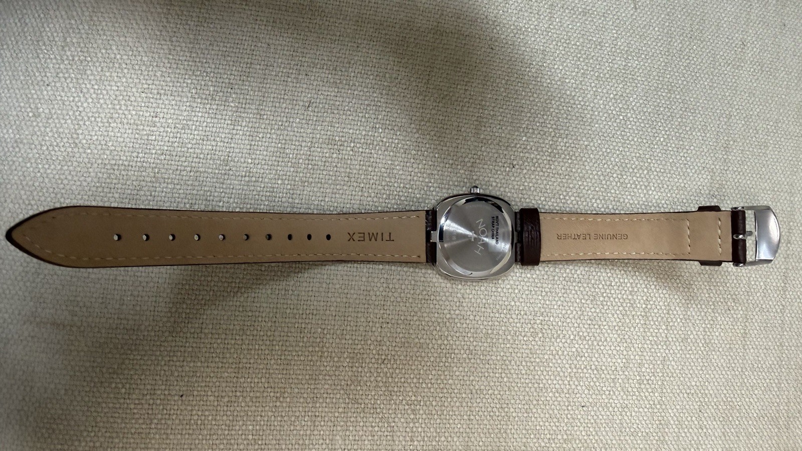 Noah x Timex Moon Phase Watch Silver Brown Leather Quartz