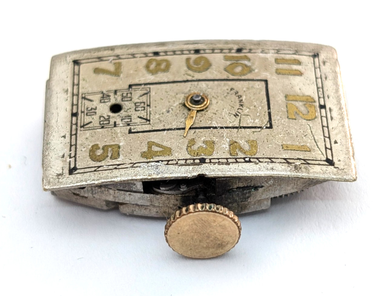 Vintage FRANKLIN Gotham Watch Co UGJN 7j Art Deco 15mm Movement PARTS or REPAIR