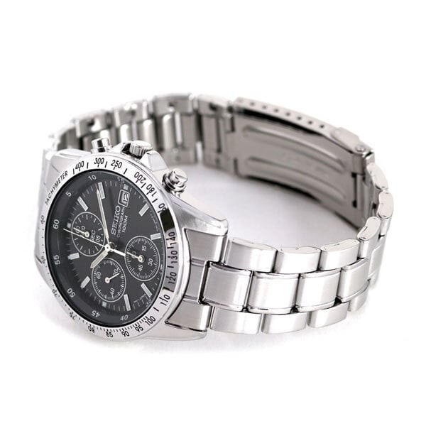 SEIKO Chronograph SND367PC Black Silver Men’s Watch New in Box from Japan