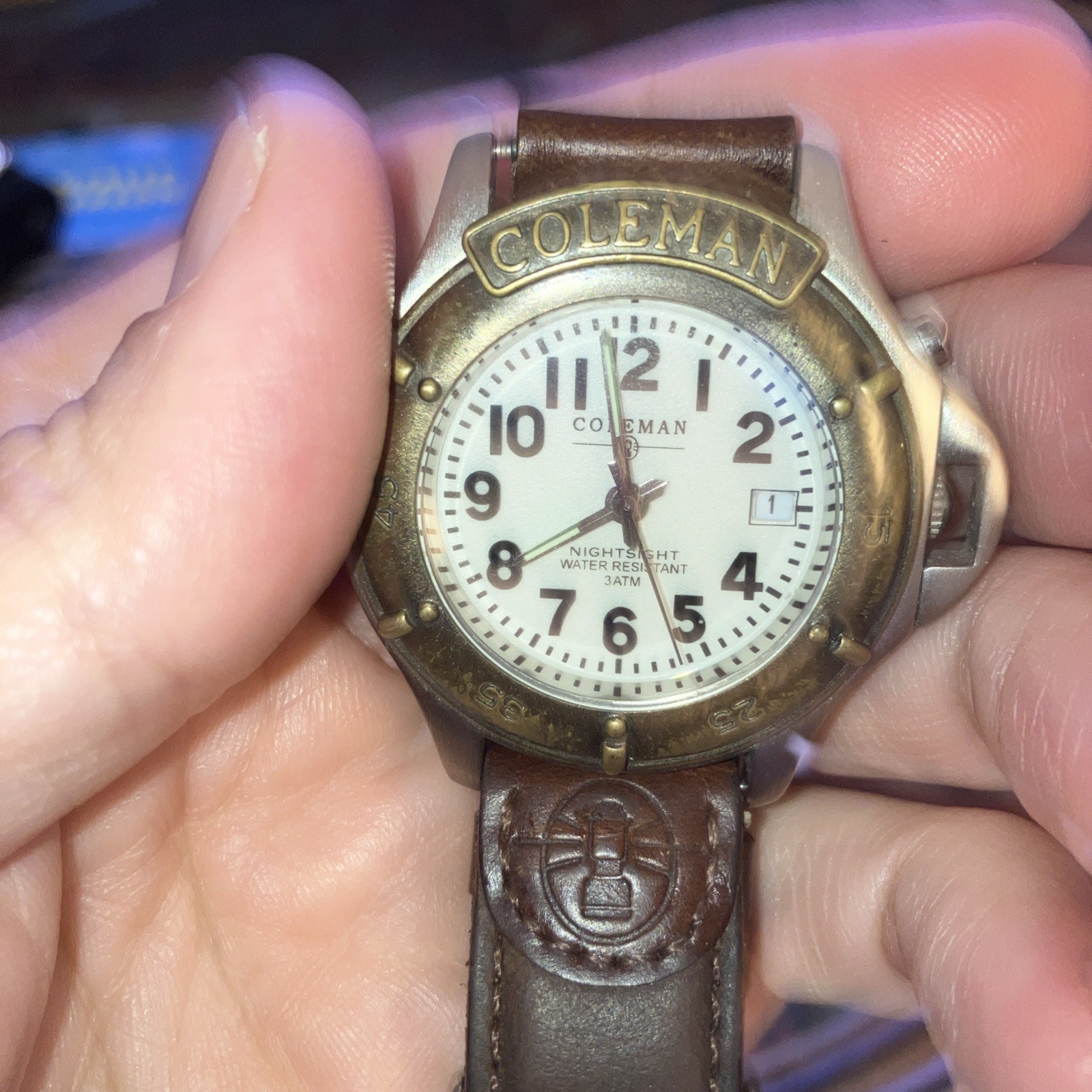 Vintage Coleman 40-096 Wristwatch with Date & 12hr Dial Waterproof 3ATM 30M