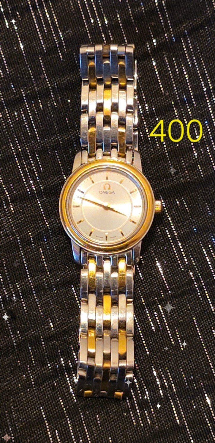 OMEGA Two-Tone Stainless Steel Quartz Analog Women’s 24mm Watch 30m Bracelet