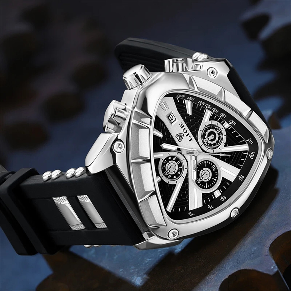 LIGE Men Watch Irregular Triangle Wristwatch Boy Sport Watch Male Silicone Watch