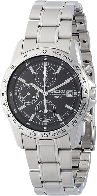 SEIKO Chronograph SND367PC Black Silver Men’s Watch From Japan
