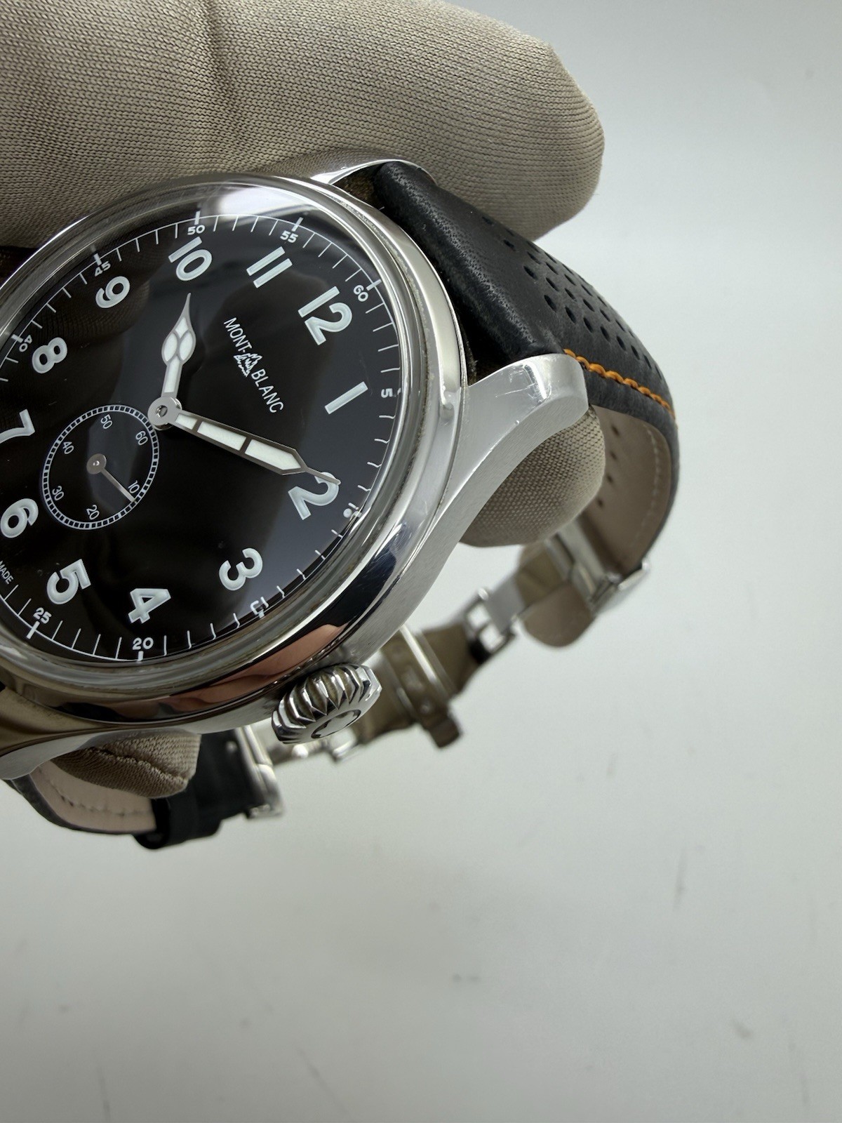 Montblanc 1858 Small Seconds Black Dial Stainless Steel Auto Watch 115073 B+P