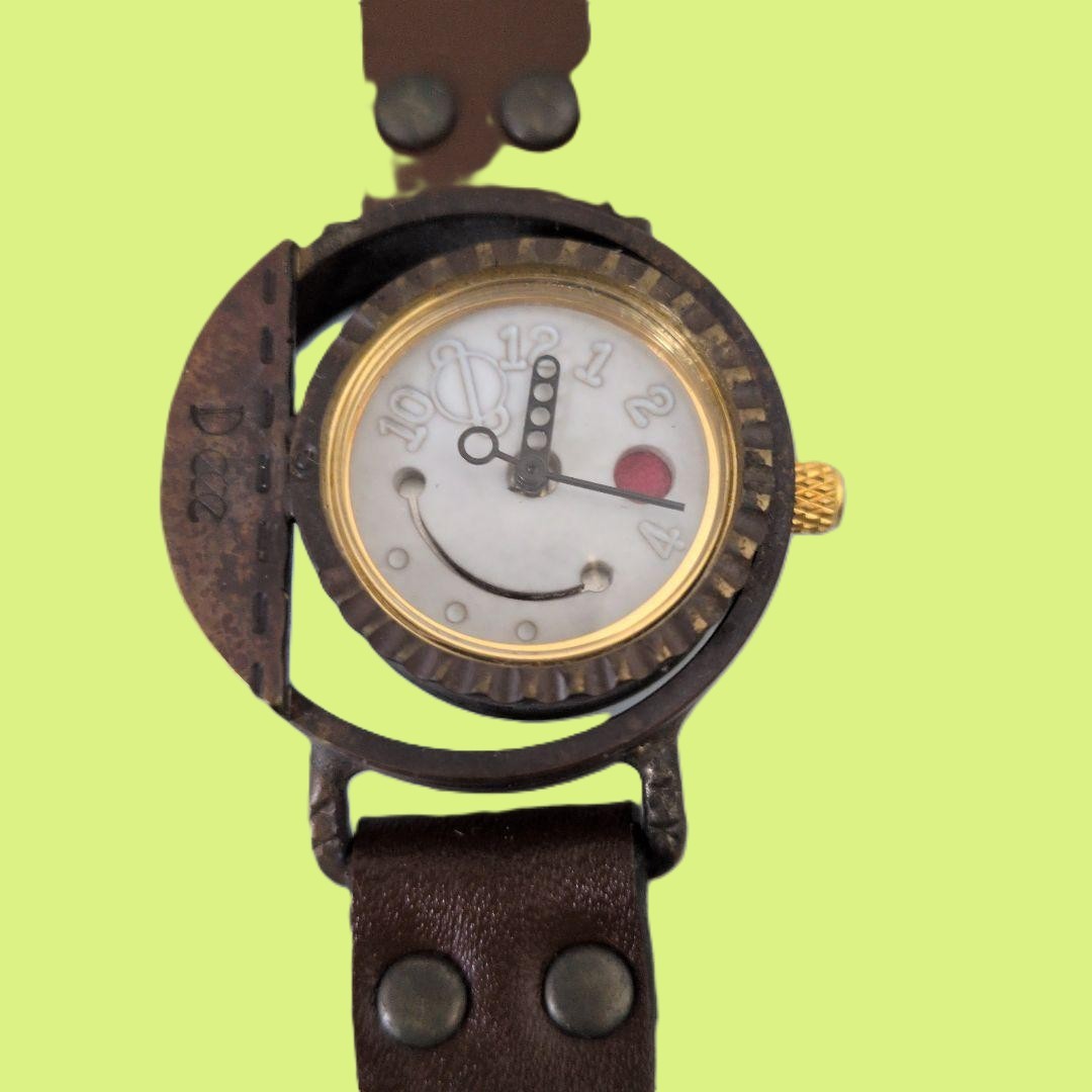 Deee Vintage Antique Style Quartz Watch Bronze Leather Band From Kyoto Japan
