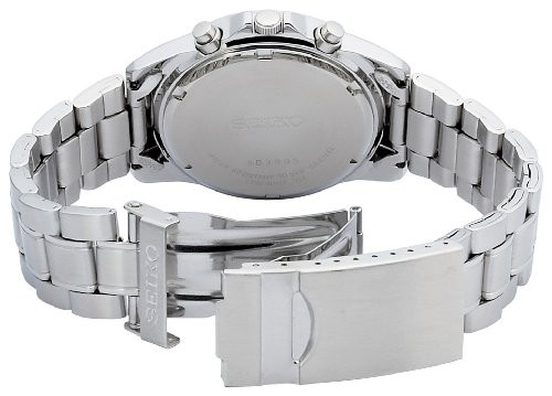 SEIKO Chronograph SND367PC Black Dial Quartz Watch Stainless Steel Men Y860491