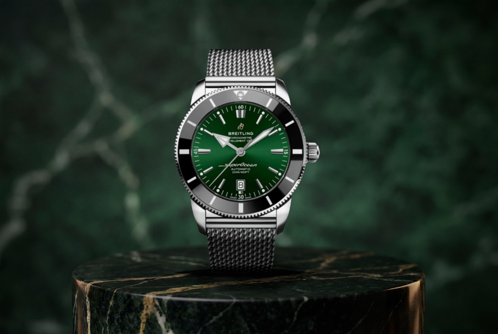 2023 Breitling SuperOcean Heritage Green Steel AB2020121L1A1 46mm Watch B&P
