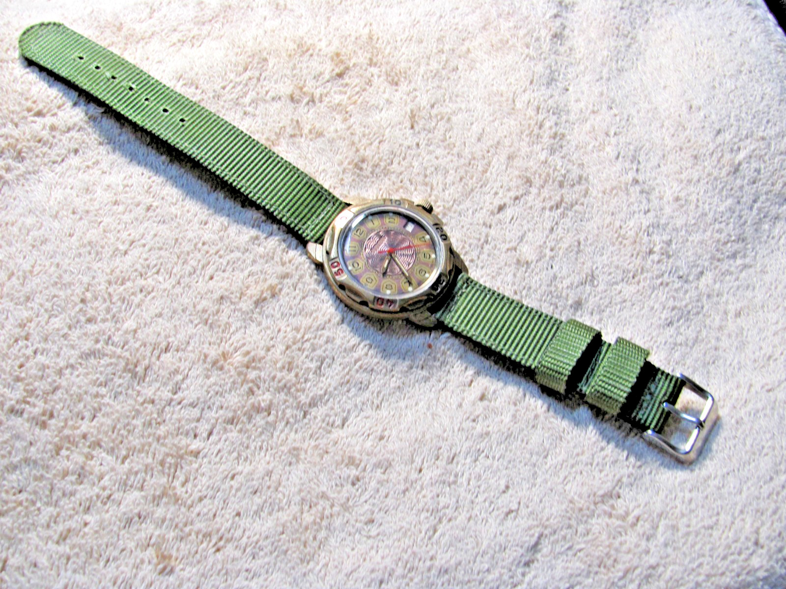 BOCTOK, RUSSIAN, DIVER, BRONZE, WATCH, AUTOMATIC, NEW NATO BAND,SCREW DOWN CROWN