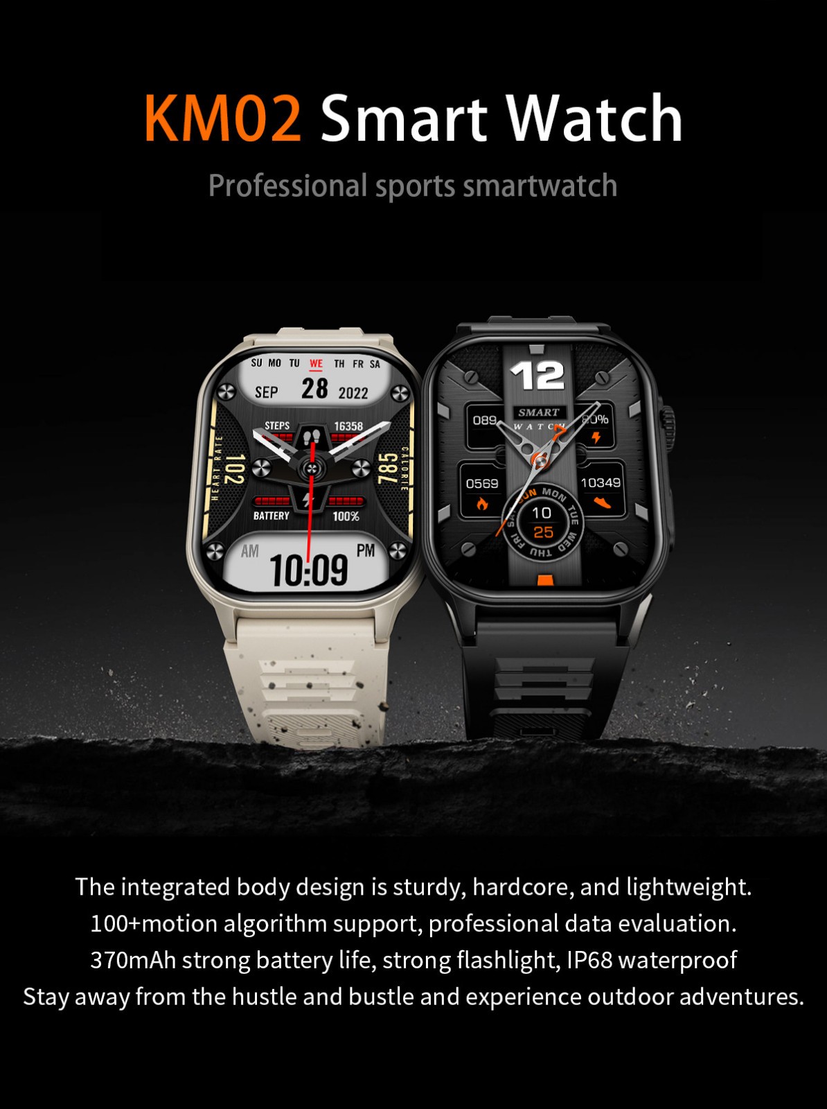 Men Smart Watch 2.01” Rectangle Sport Watch Health Monitor Call Reminder Watch