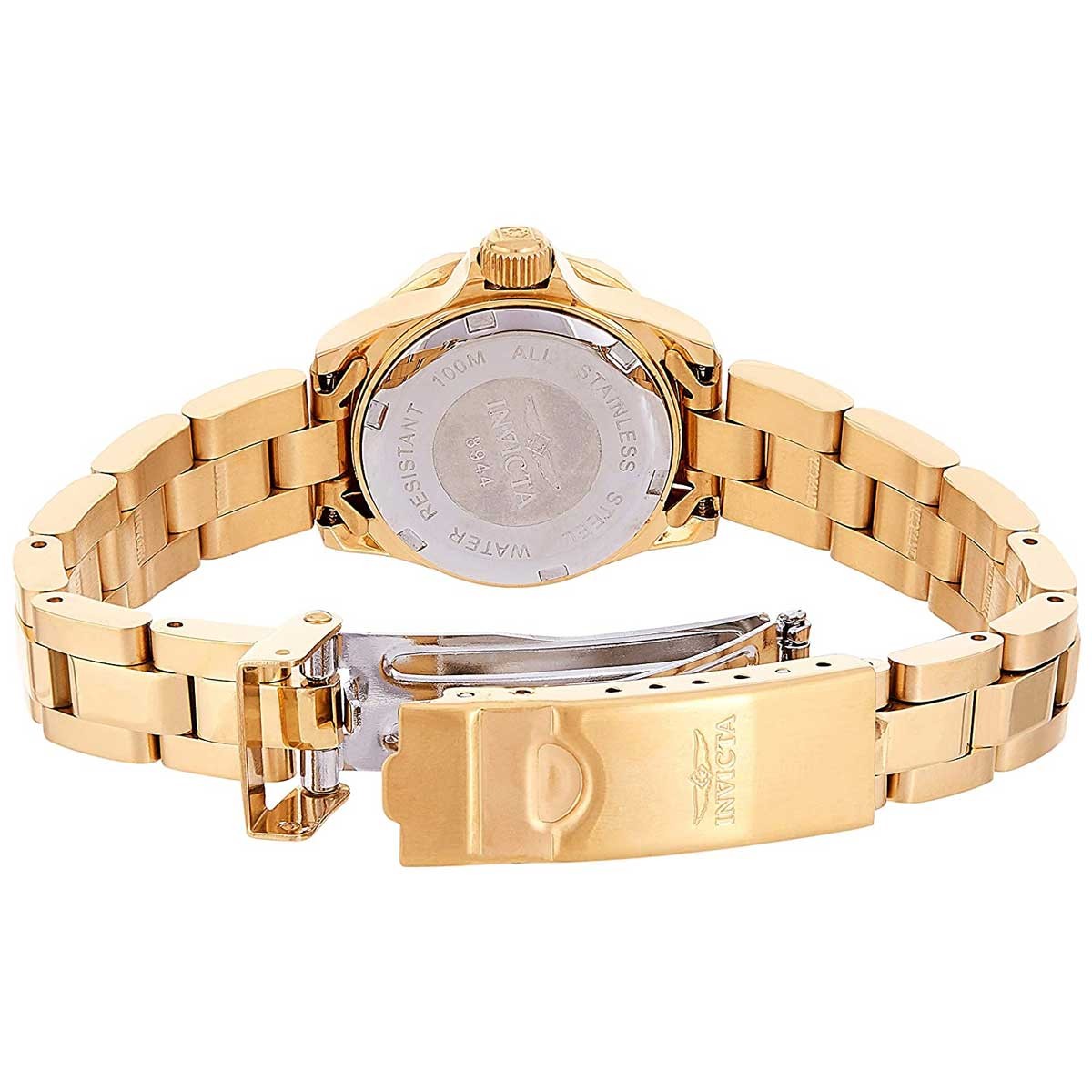 Invicta Women’s Watch Pro Diver Quartz Dive Blue Dial Yellow Gold Bracelet 8944