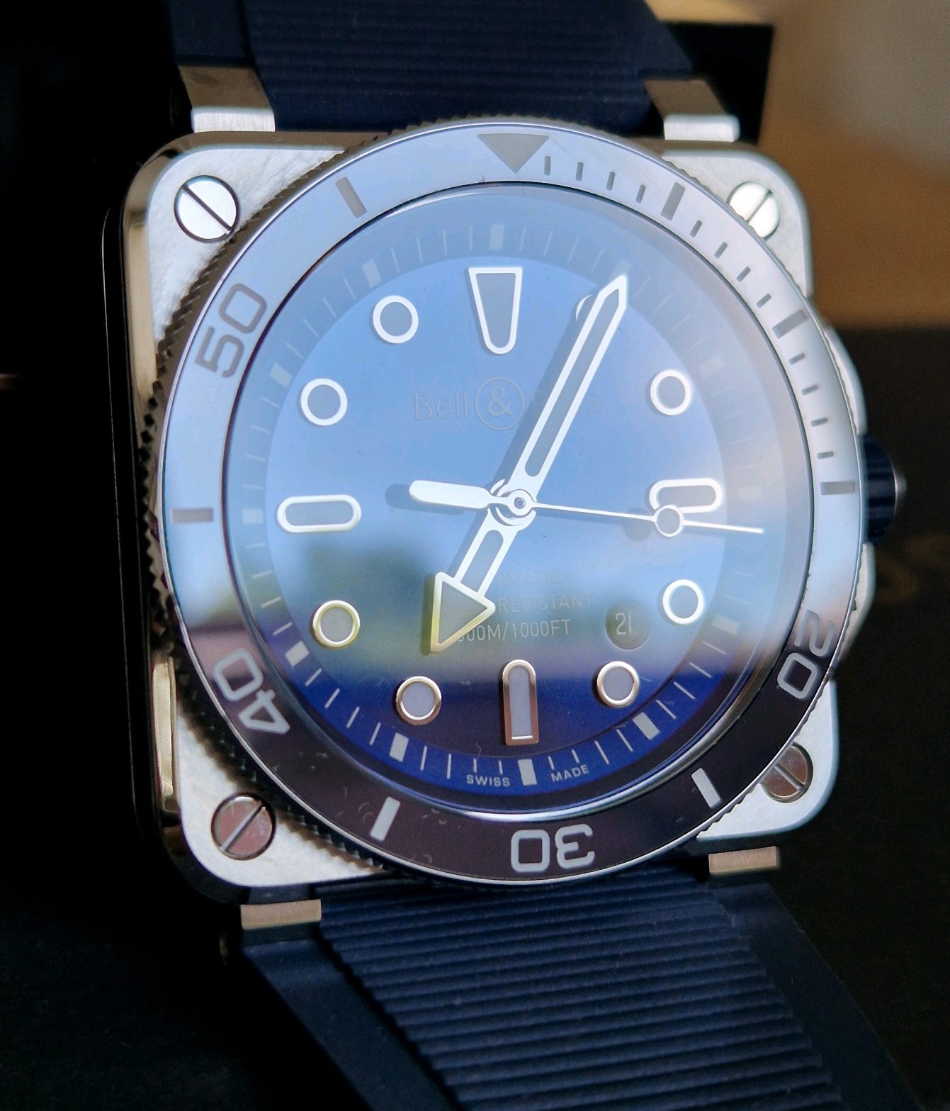 Bell & Ross BR03-92 Blue Diver Sunburst Dial Automatic fabulous Condition 2024