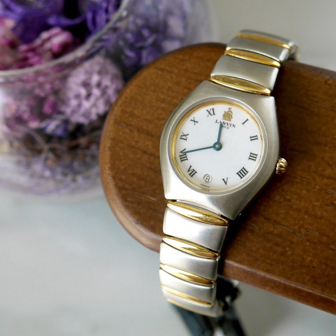 Vintage Lanvin Paris Watch Date 516855B Made in France Swiss Movt Unworn Tag
