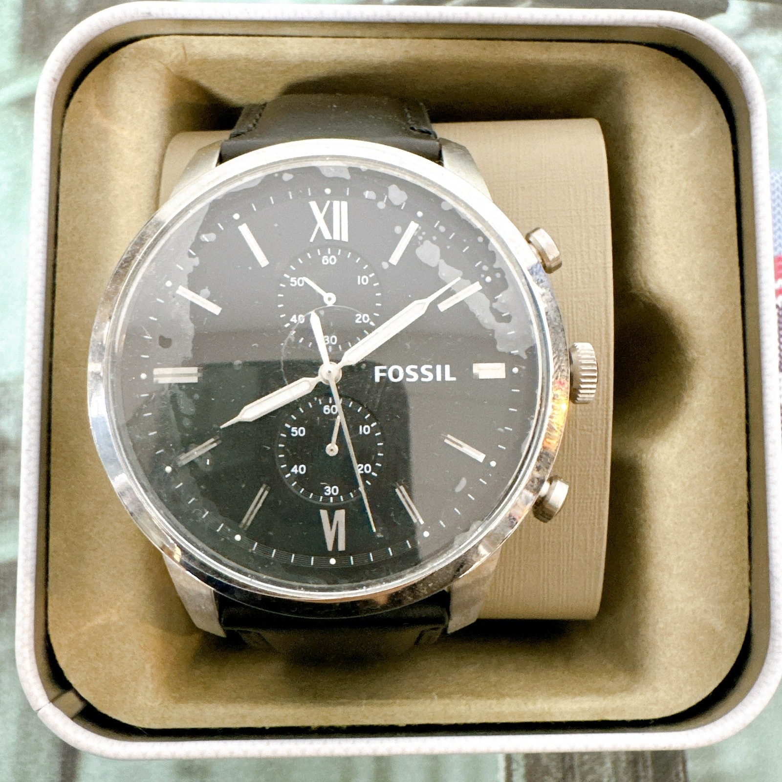 Fossil FS5548 Townsman Chronograph Black Leather Watch