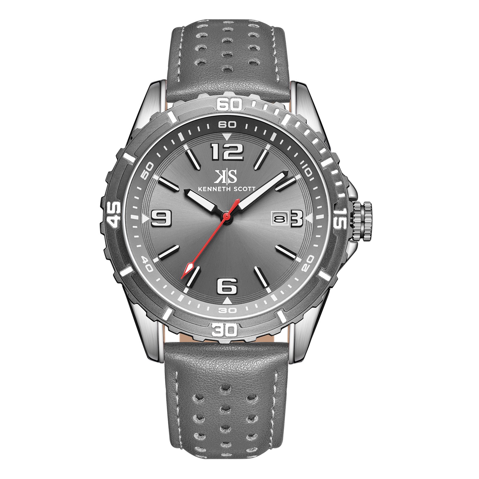 Kenneth Scott Men’s Analog Watch | Gray Dial, 43mm, 30 m (3 ATM)
