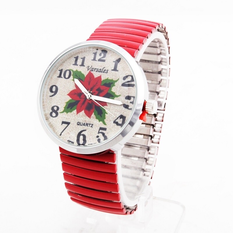 Holiday Poinsettia Stretch Watch