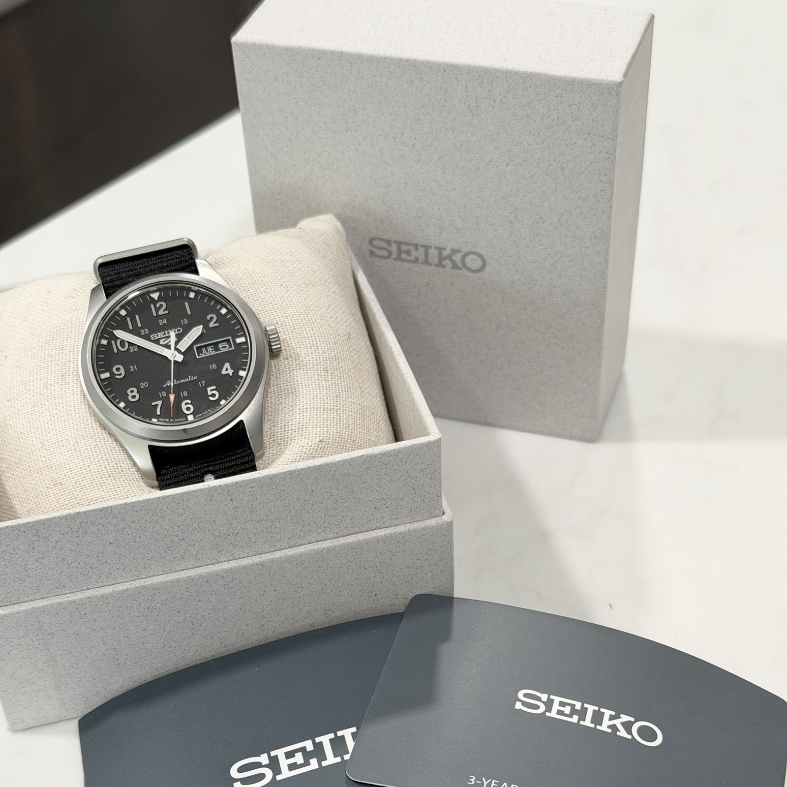 Seiko 5 Sports Field Series Black Dial Nylon Strap Automatic Men’s Watch SRPG31