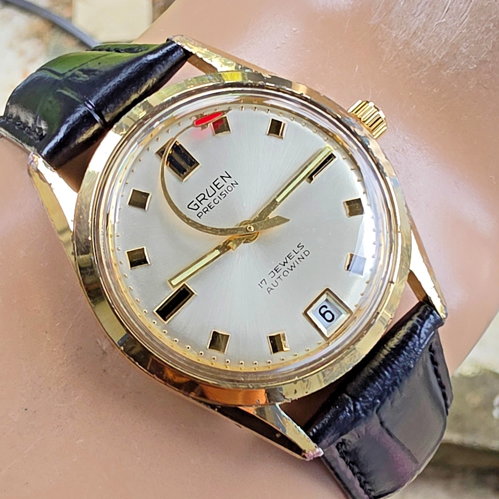 Vintage GRUEN men’s automatic watch Date Rocket second hand swiss 1960s
