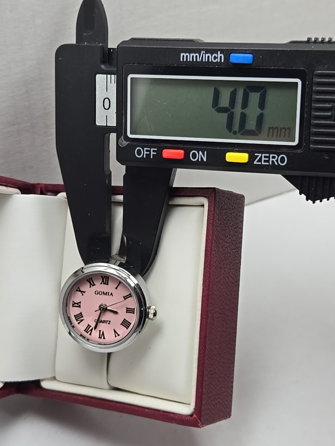 Gomia Pink Dial Ring Watch Roman Numerals Silver Stretch Band New Battery Ladies