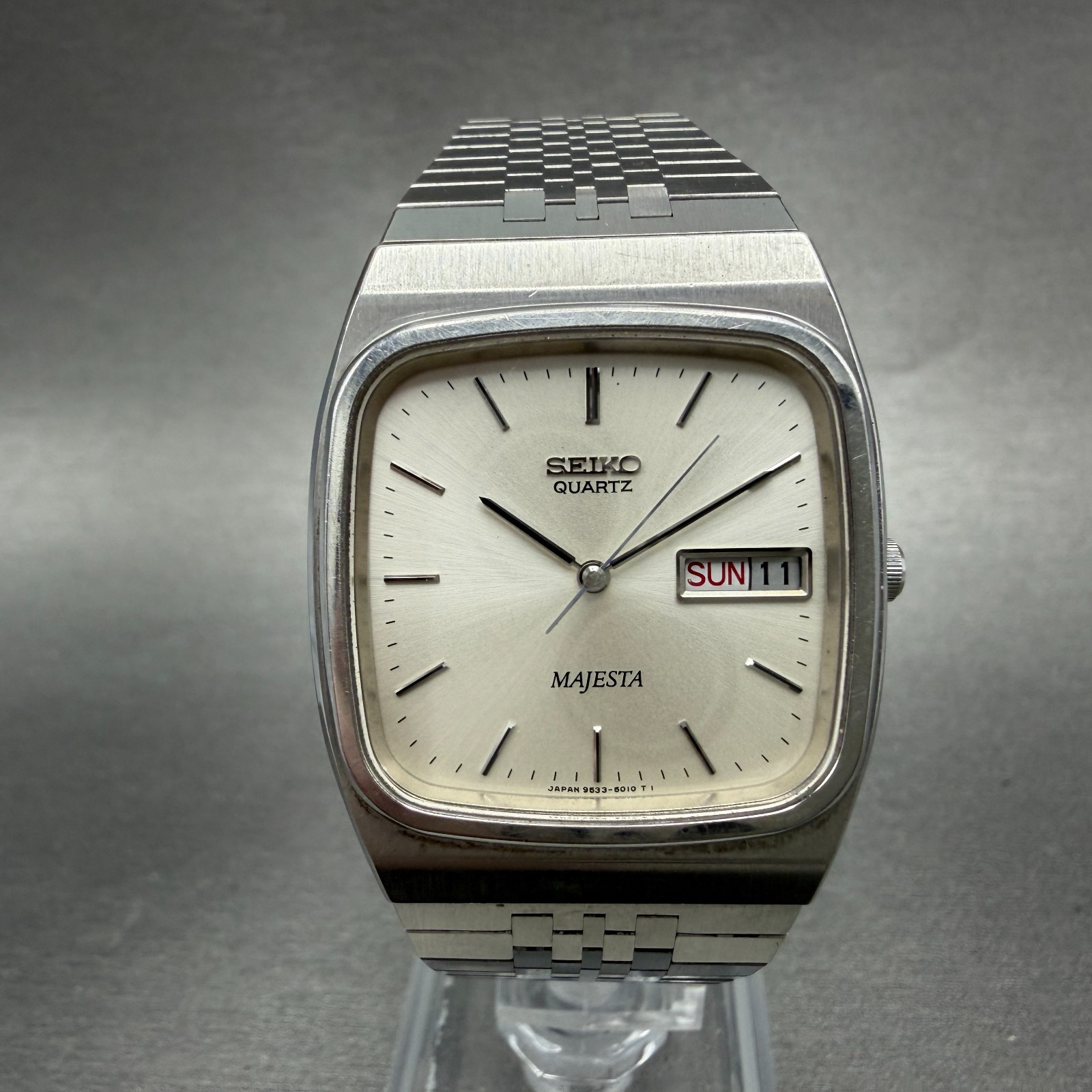 Seiko Majesta Watch Men 31mm Silver Dial Silver Tone Daydate 9533-5010 New Batt