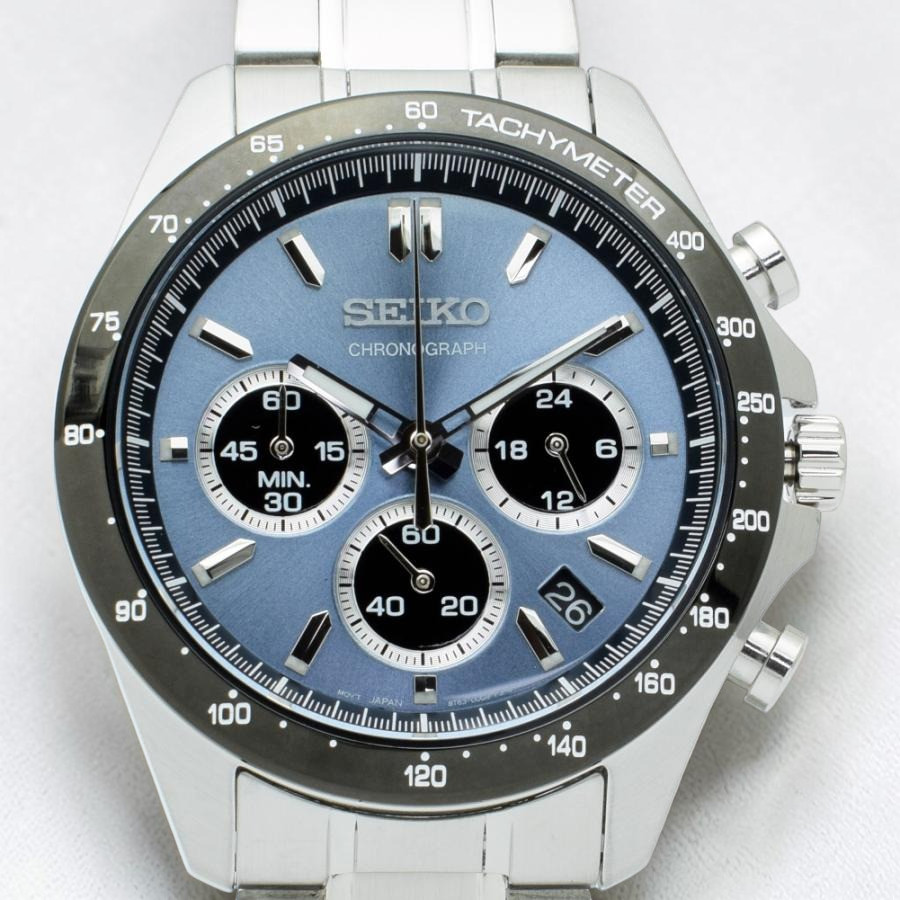 SEIKO Spirit SBTR027 Analog Men`s Watch Blue Gray Silver Chronograph New Japan