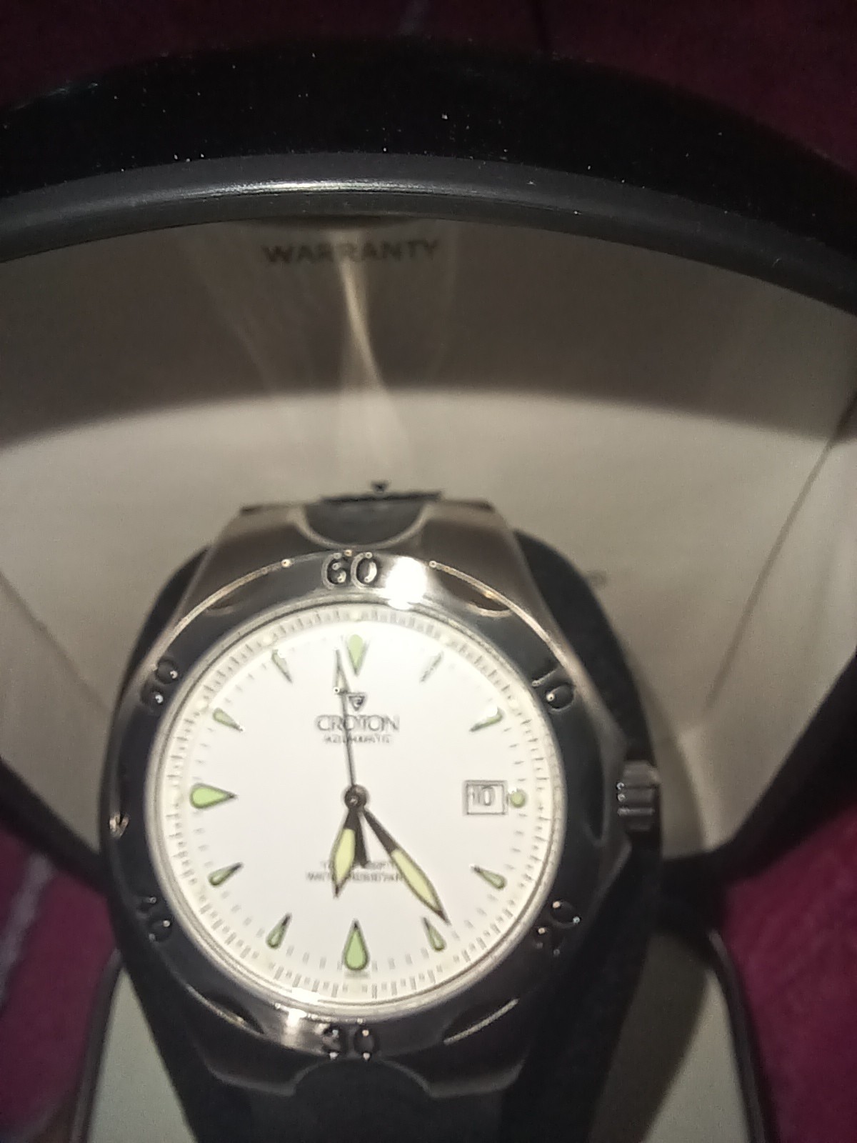 CROTON Men’s Stainless Steel Aquamatic Water Swiss QUARTZ Watch NIB