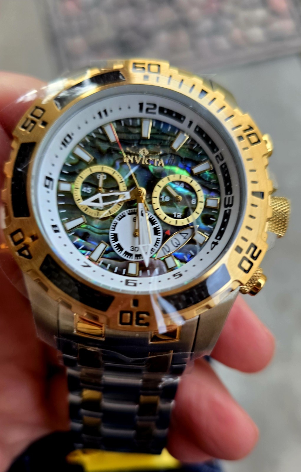 Invicta 51MM Pro Diver SCUBA Abalone Dial SS Two-Tone Crono Men’s Watch #25093
