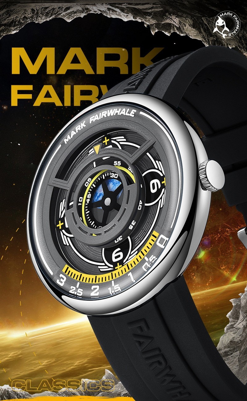 MARK FAIRWHALE Rotatable Earth Timing Disk Motion Trail Quartz Wristwatch Men’s