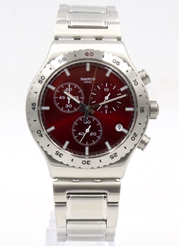 Swiss Swatch NEW PURPLE IRONY Chronograph Steel Watch 43mm YVS499G $210