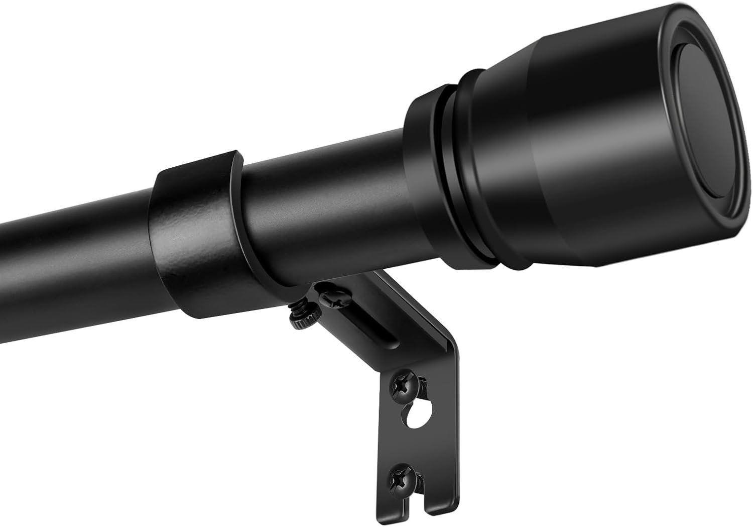 Hradecti 1′ Diameter Curtain Rods, 30-144 Inch, Black, Iron, Matte Black Painted