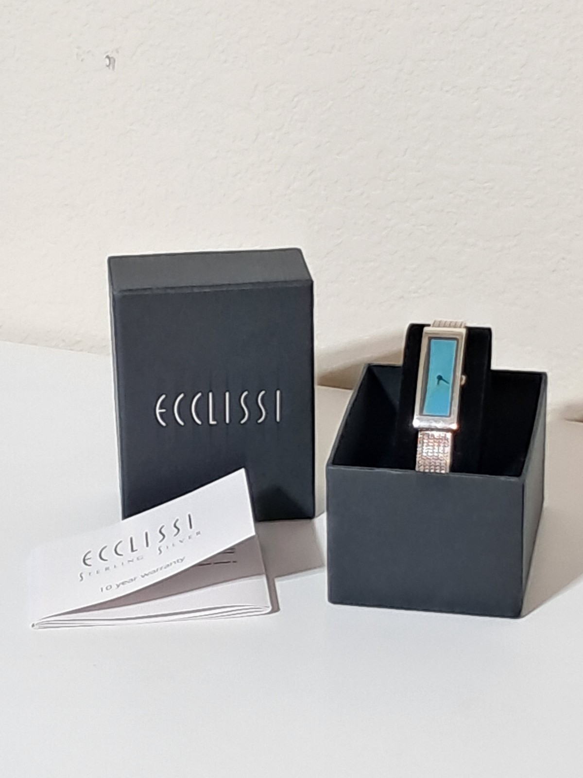 ECCLISSI Sterling Silver Bracelet Watch with Turquoise Face