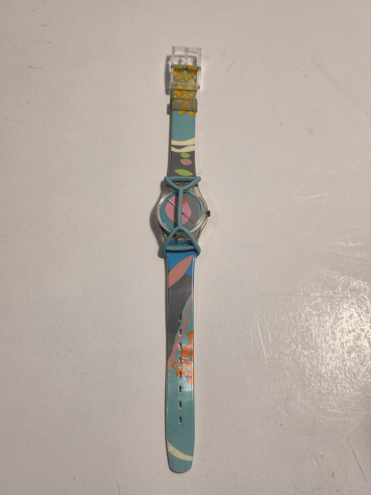 Swatch – Luna Di Capri LK109 Watch Pink, Grey, Aqua with guard