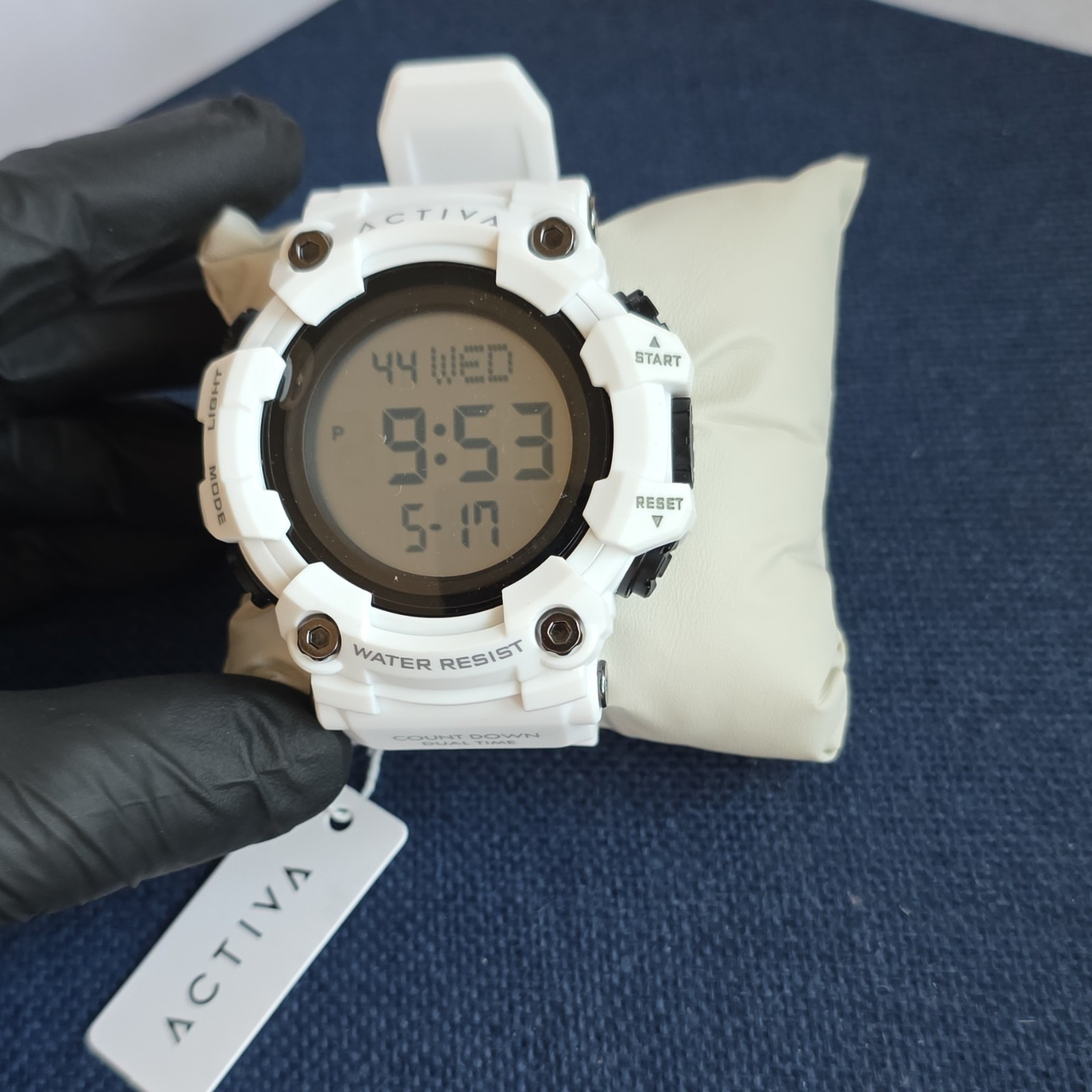 Activa Sport Digital Quartz Watch Water Resistant Alarm Timer Backlight White