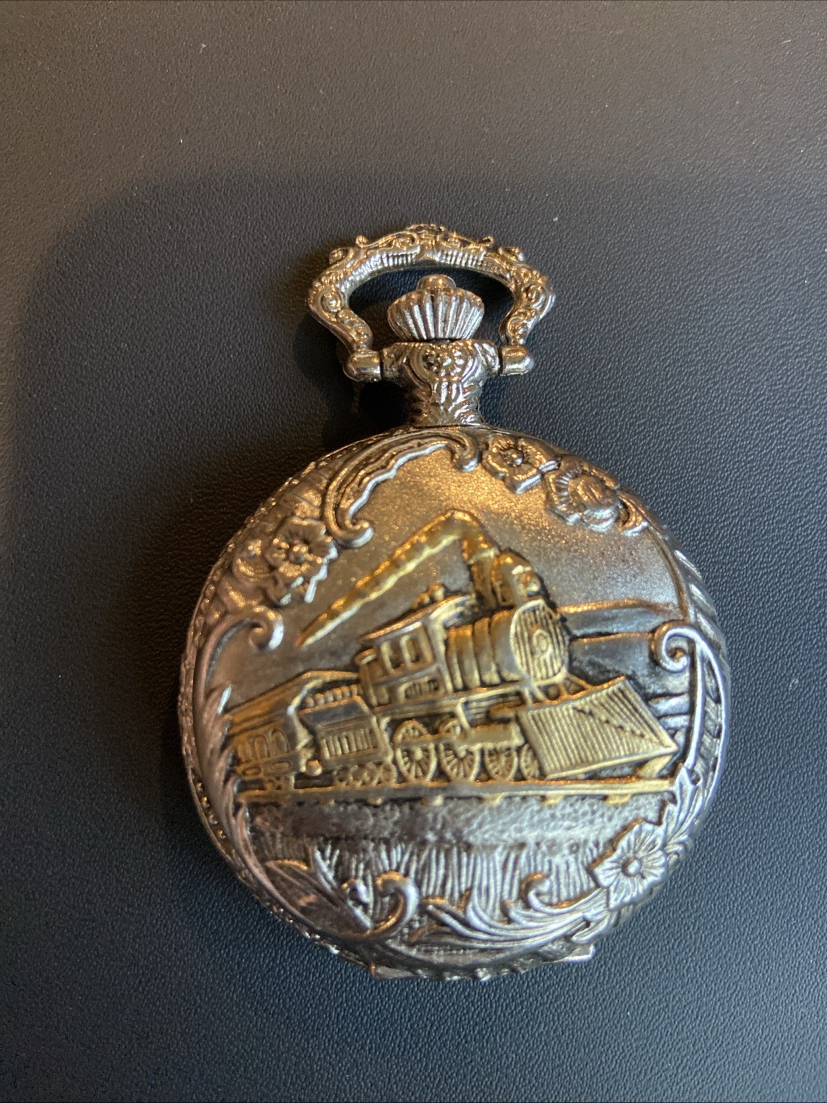 Train Motif Quartz Pocket Watch