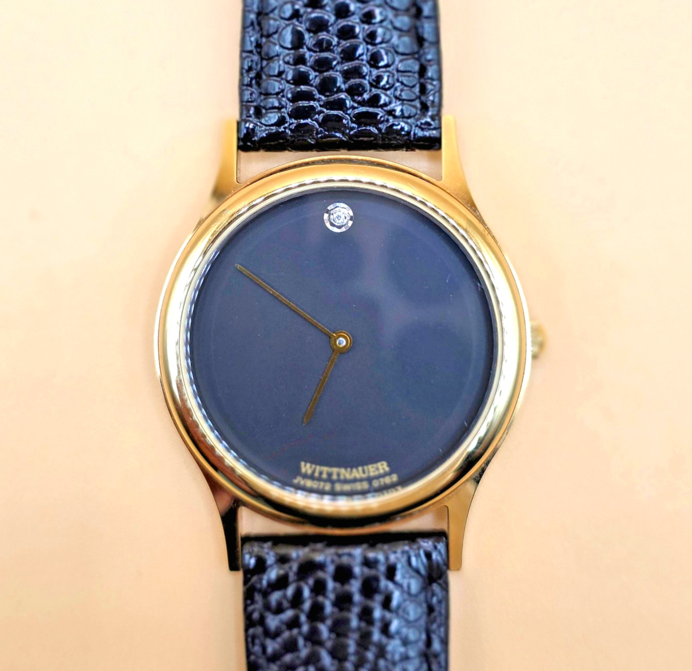 VTG Rare WITTNAUER Museum Dial JV8072 Men’s Watch Swiss Gold Tone Dia Accent