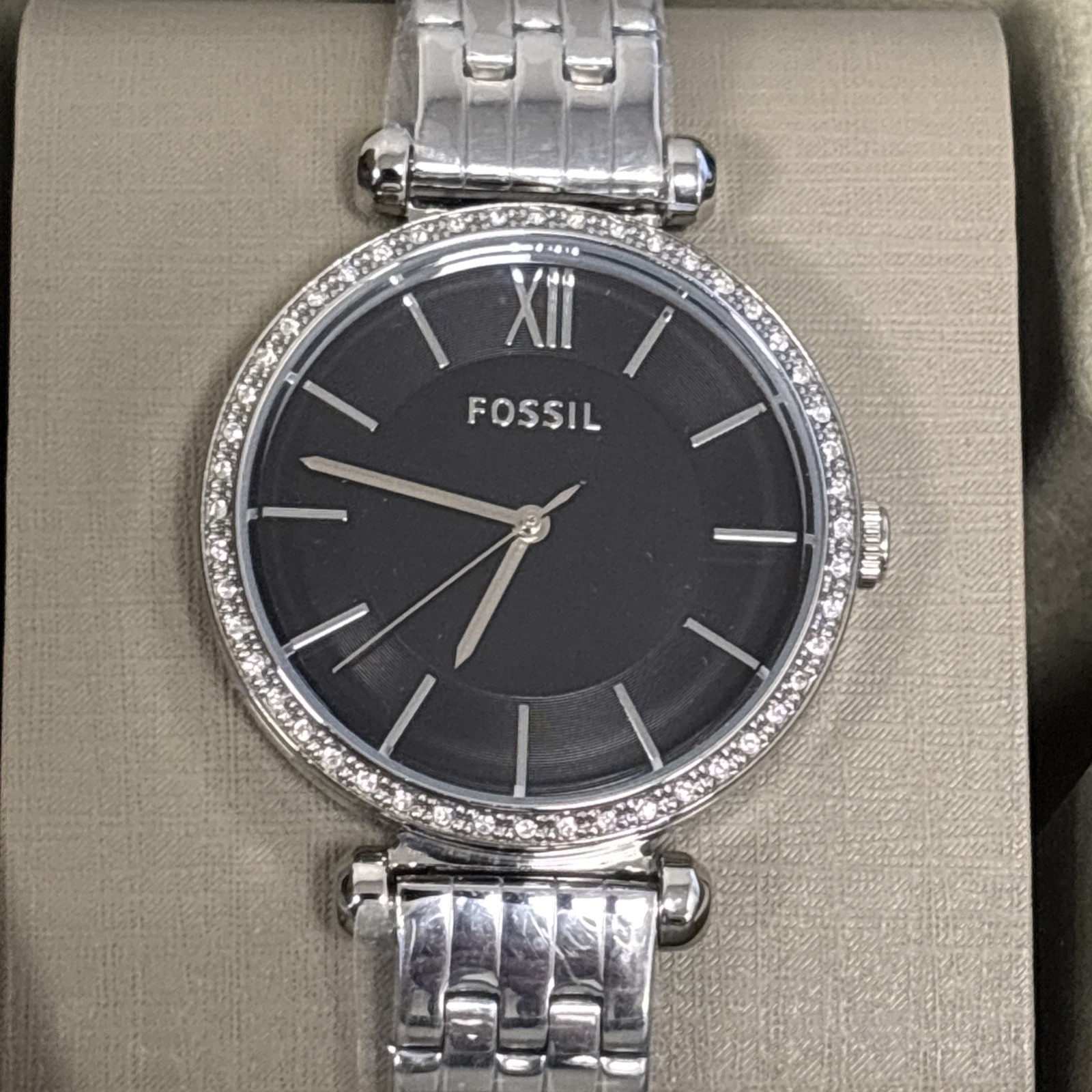Fossil Tillie Three Hand Quartz CZ Bezel Bracelet Watch, 36mm Women’s New