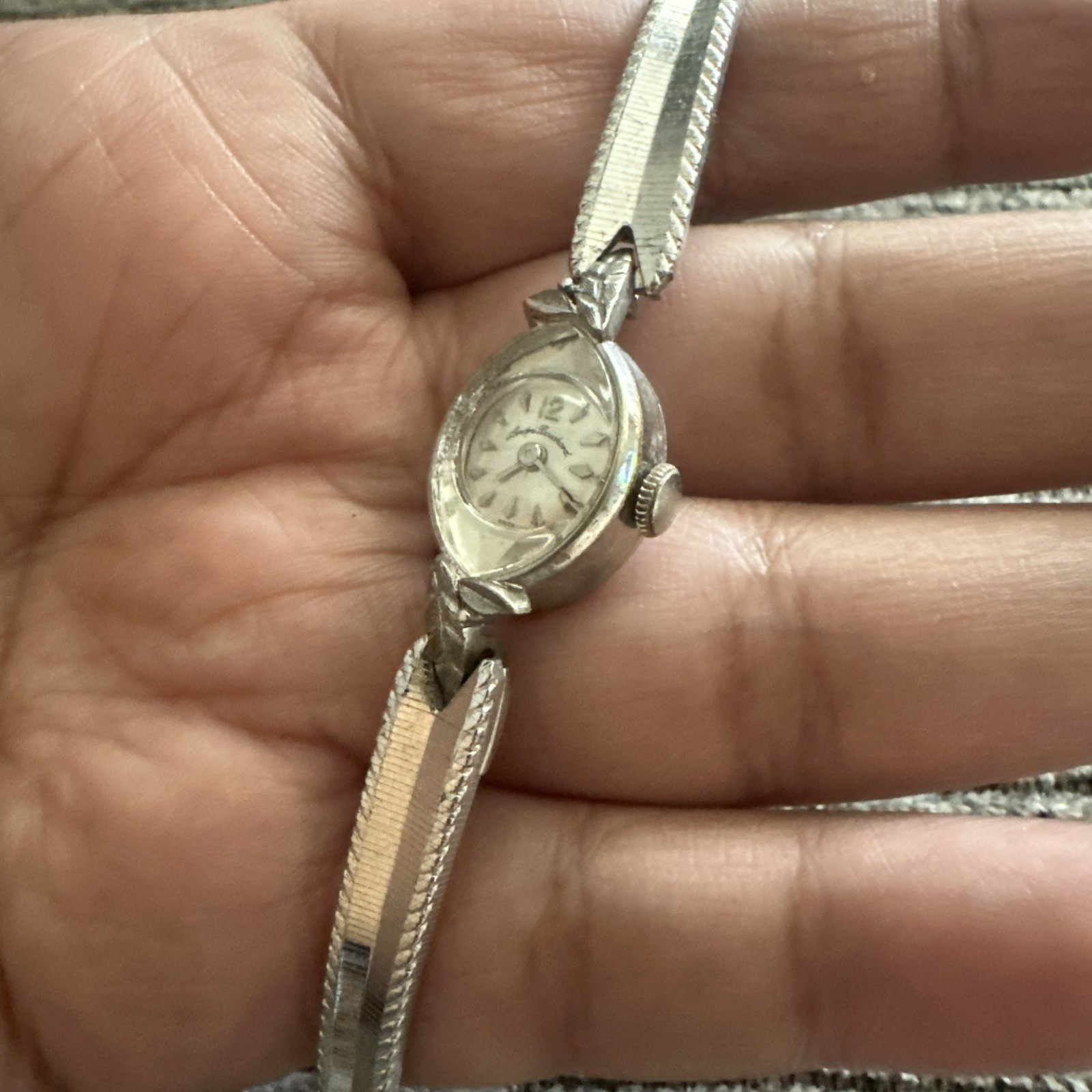 Working VTG Andre Bouchard Swiss Ladies Watch Silver 10K RGPB 15mm -Broken Band