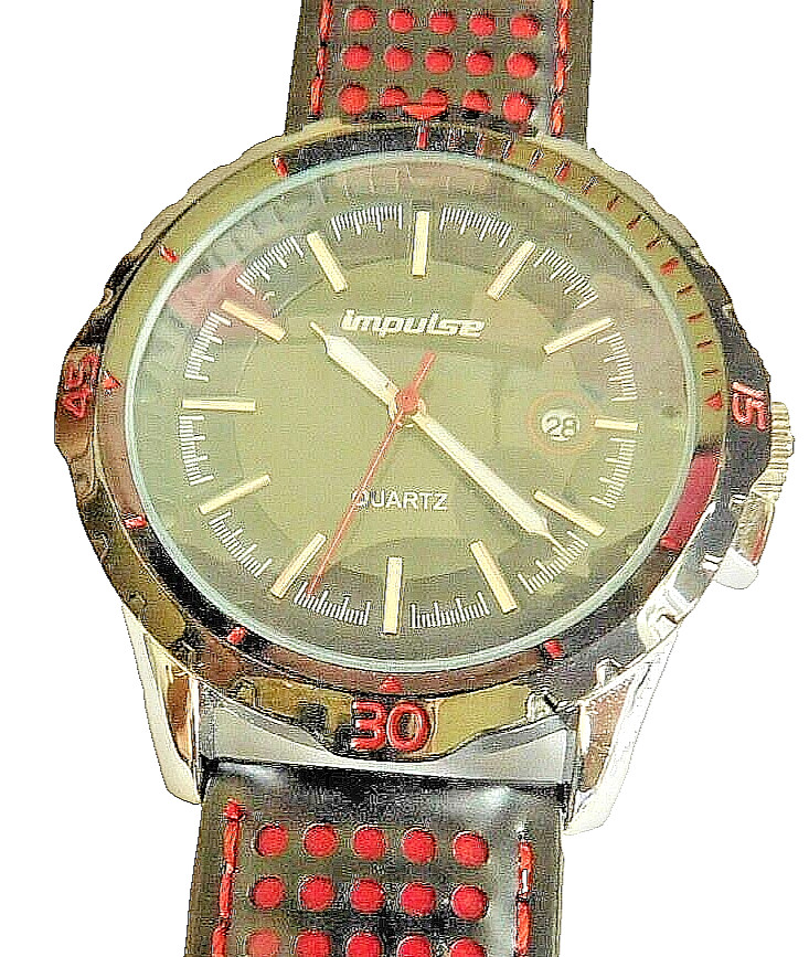 IMPULSE MENS QUARTZ WATCH-BLACK DIAL–12-0587 IM854DELR- 3ATM/30M AS