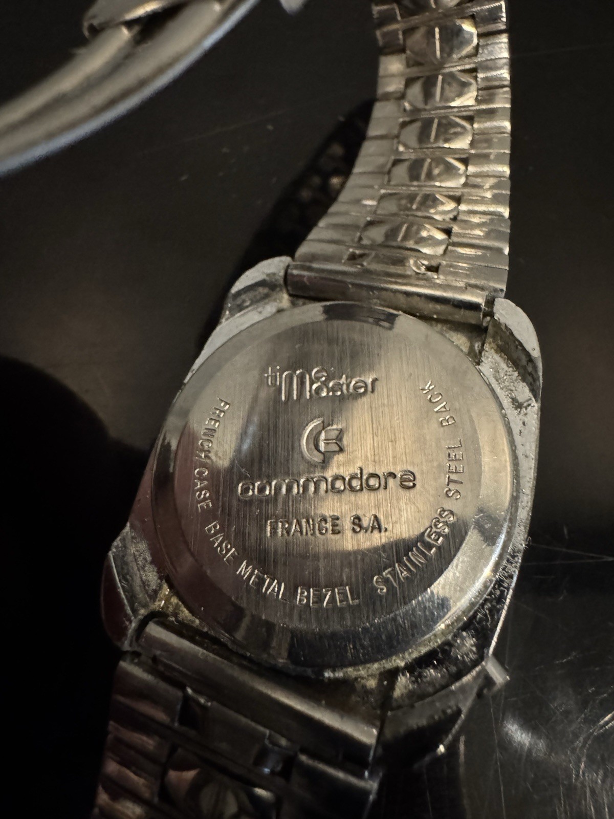 Vintage 1970s COMMODORE Time Master Watch Red LED Display France SA Clasp 70s